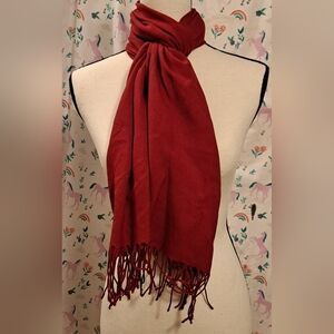 Vintage Larioseta Vibrant Red Viscose Blend Soft Casual Scarf Wrap w/ Fringe